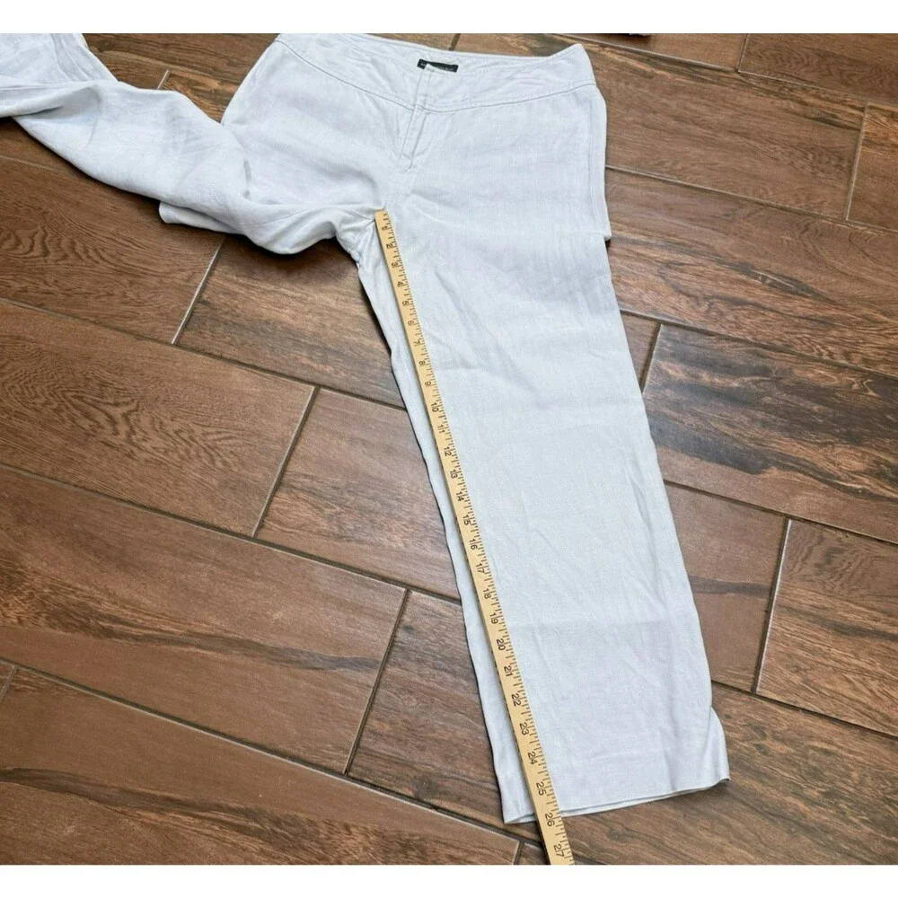 Banana Republic Crop Linen Pants Women’s Pale Blue Straight Flat Front Sz 6